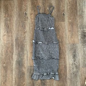 Black & White Plaid Midi Bodycon Dress